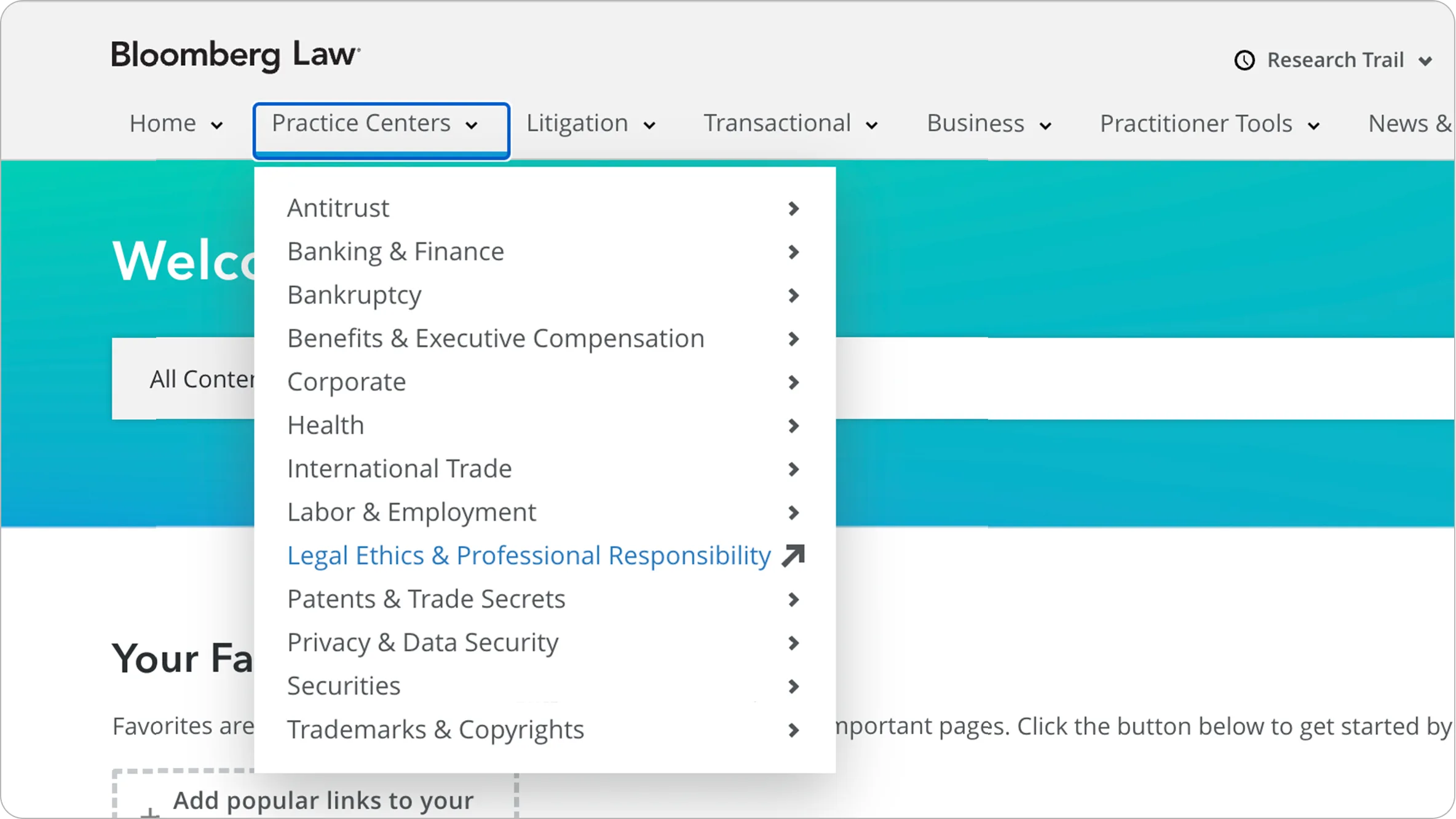 BLAW dashboard menu