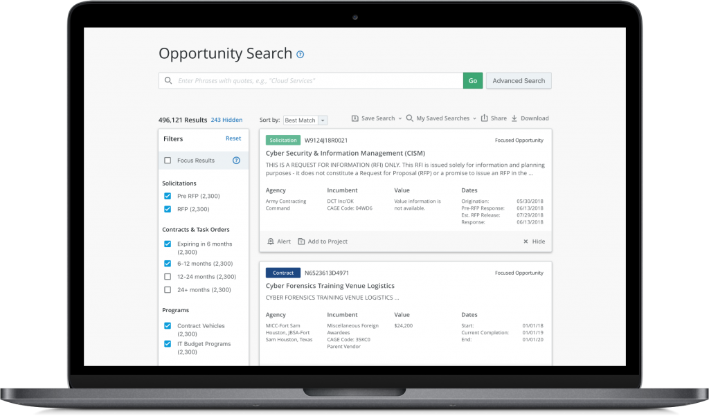 Bloomberg Government Opportunity Search