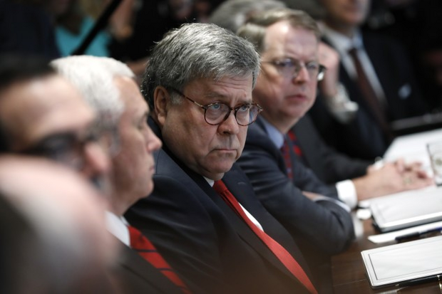 Barr at White House Cabinet Meeting Monday - Yuri Gripas/Abaca Press/Bloomberg