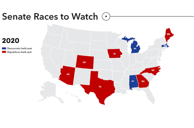 2020 Senate races to watch map