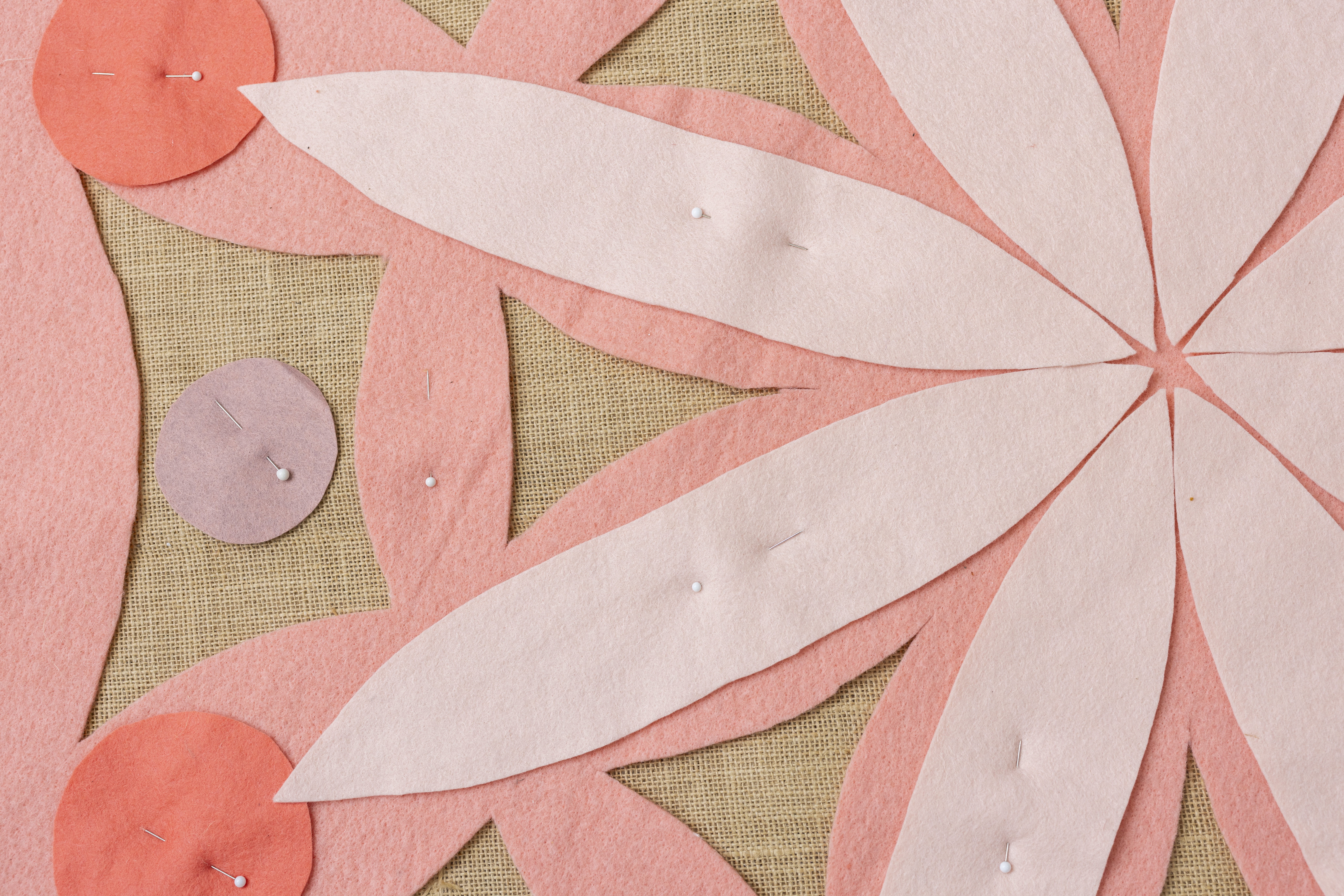 Pink felt in the shape of flowers