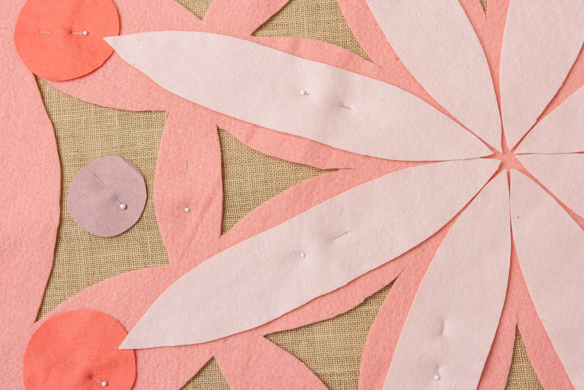 Pink felt in the shape of flowers