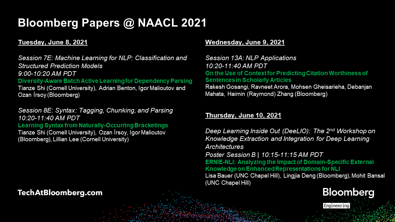 Bloomberg's AI Researchers & Engineers Publish 4 NLP Papers at NAACL