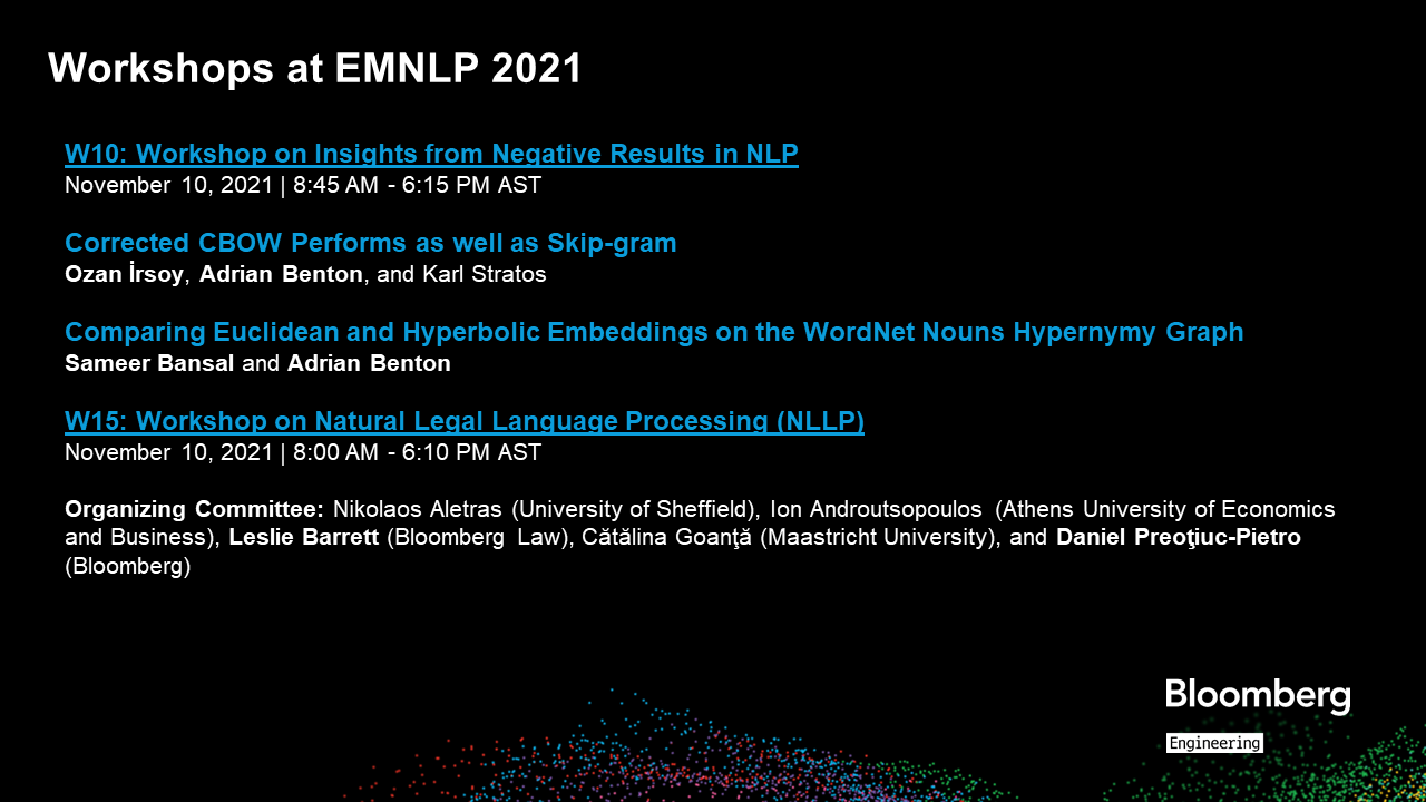 在EMNLP 2021年研讨会期间发表的论文列表
