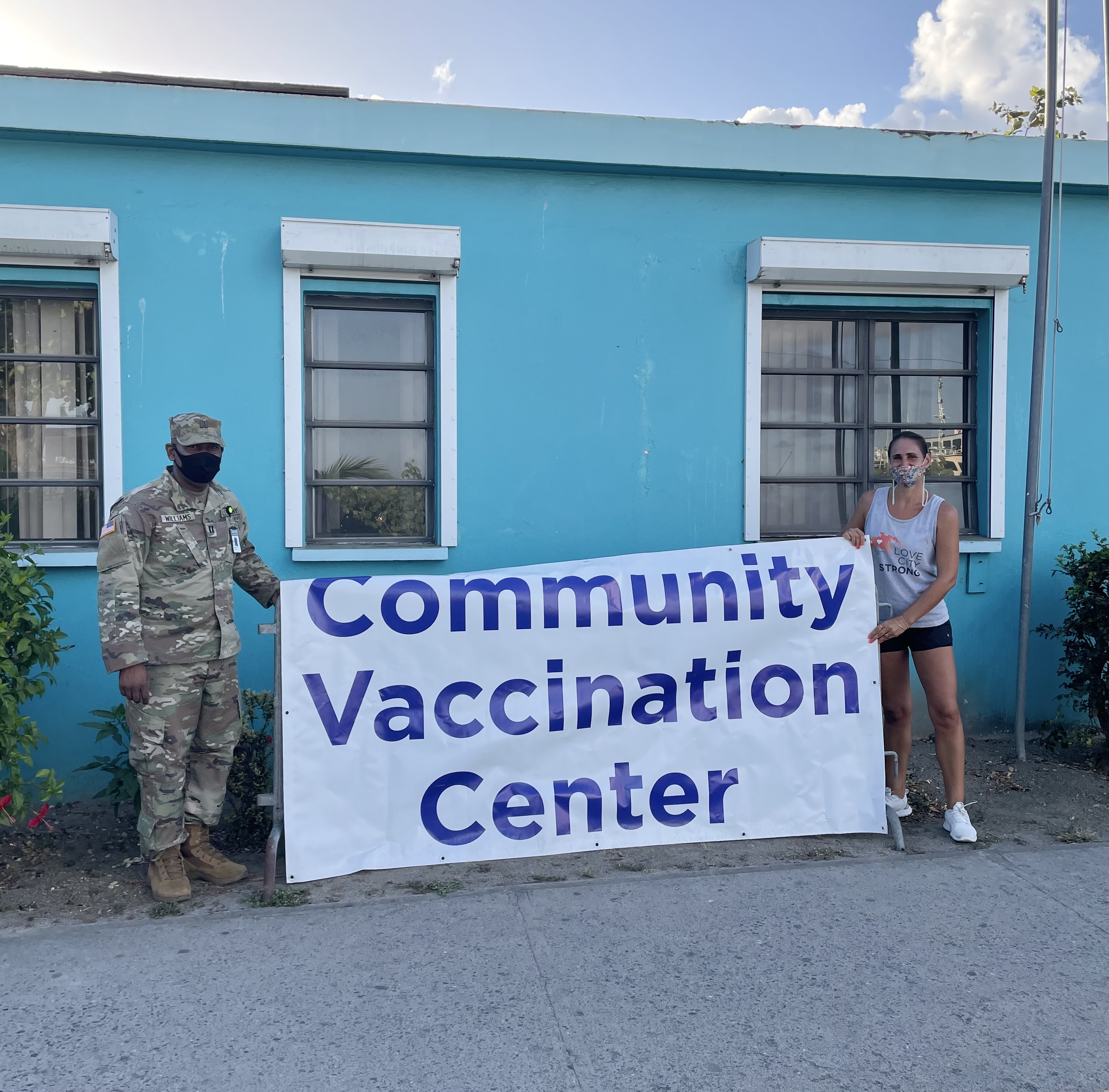 LCS and National Guard pictured at a vaccination pop up clinic