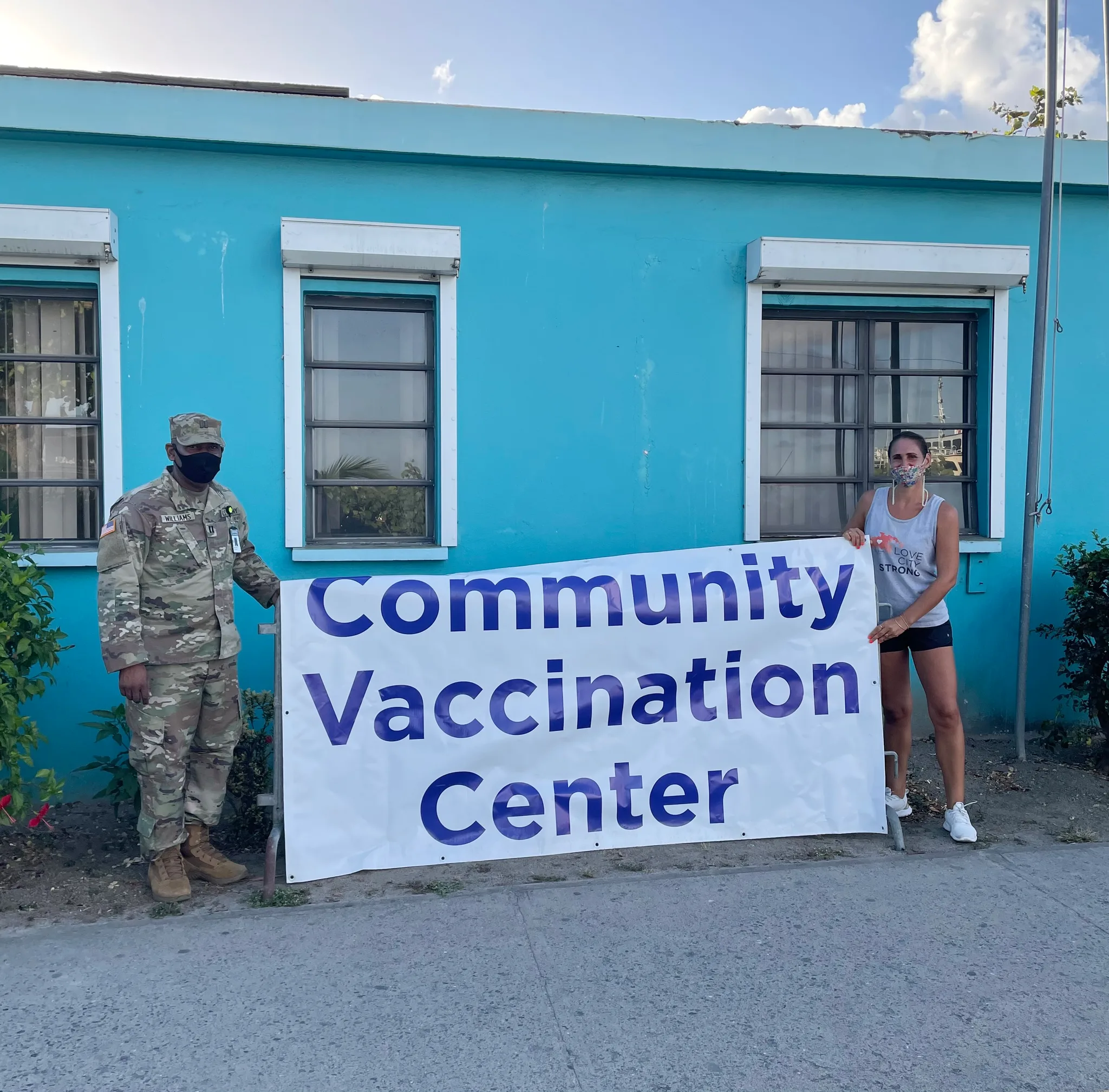 LCS and National Guard pictured at a vaccination pop up clinic