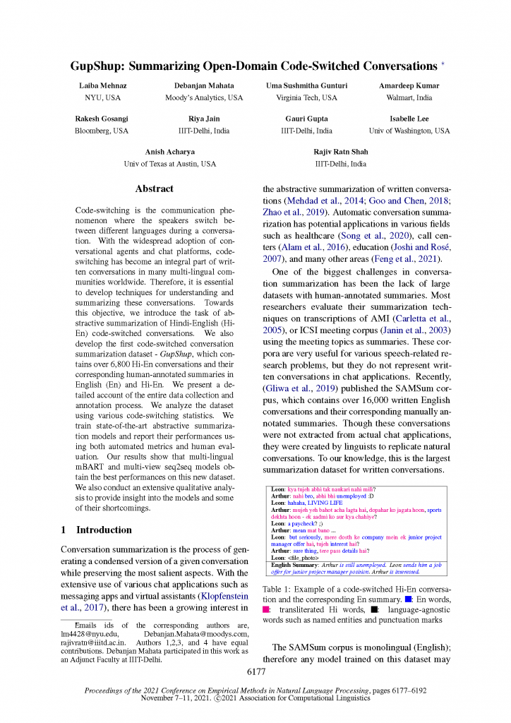 Bloomberg Engineers Publish 4 NLP Papers during EMNLP 2021's Main