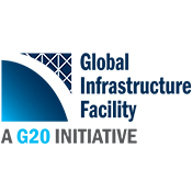 The Global Infrastructure Facility logo shows a white bridge over a blue background, and the text, "Global Infrastructure Initiative" in blue, sitting on top of the text, "A G20 Initiative"