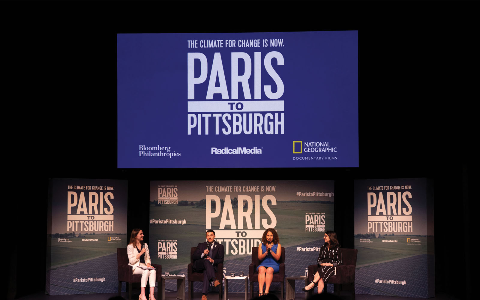 Panelists at an advance screening of Paris to Pittsburgh in Orlando, Florida.
