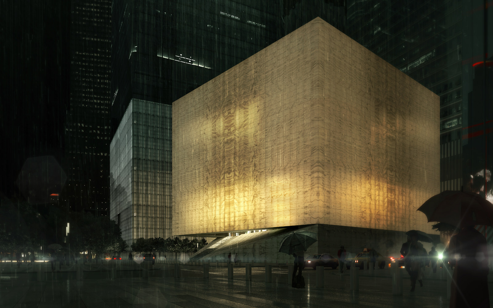 A rendering of the Perelman Center for Performing Arts, which is currently under construction at the World Trade Center.