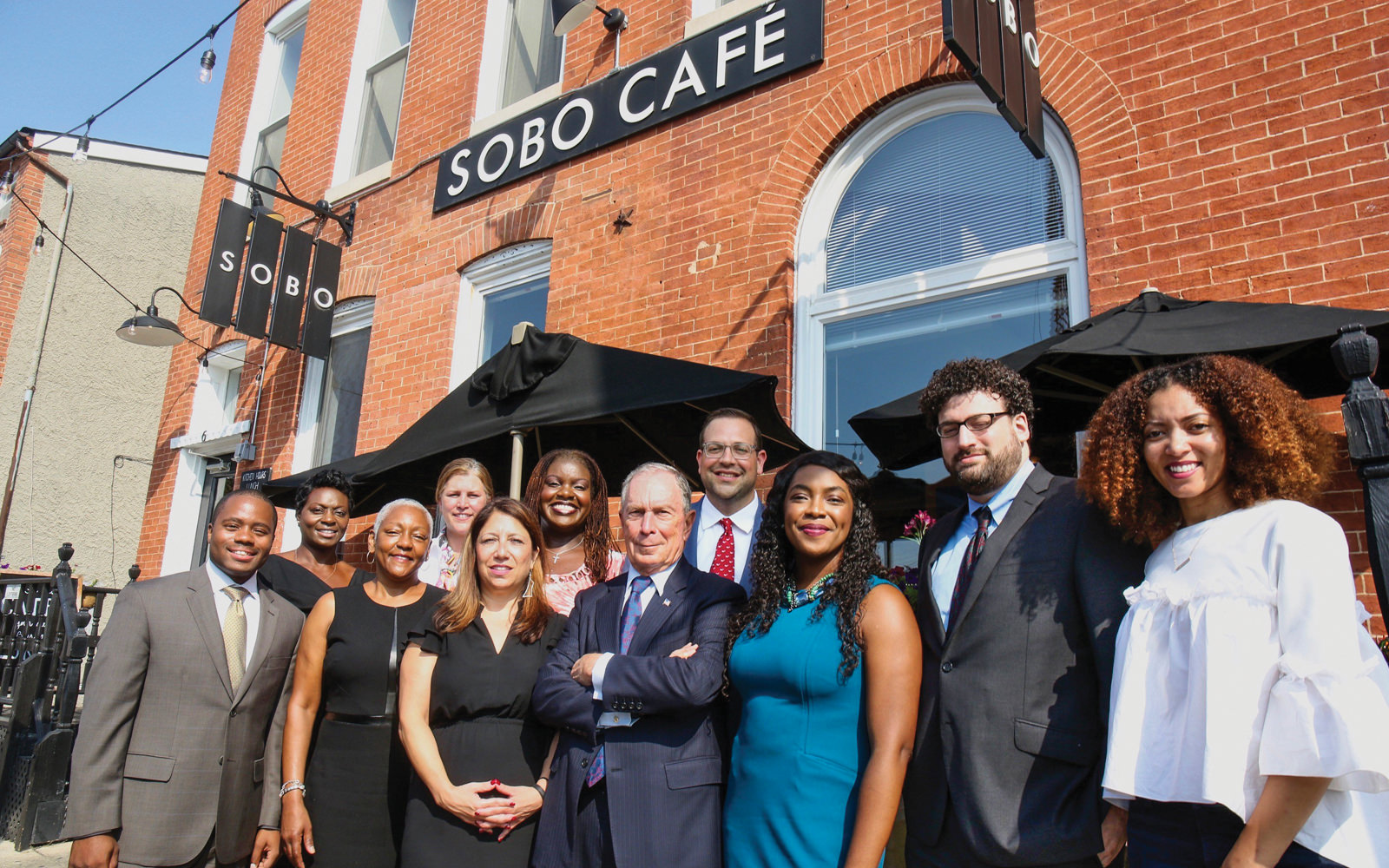 Mike Bloomberg visits SoBo Café, a graduate of the Goldman Sachs 10,000 Small Businesses Baltimore program.