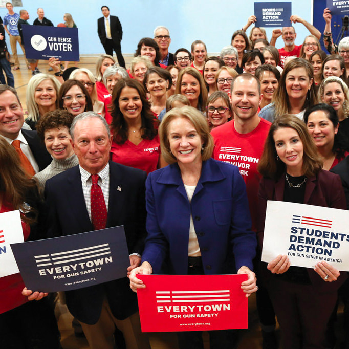 Mike Bloomberg, Mayor Jenny Durkan of Seattle, Washington, and Moms Demand Action for Gun Sense in America