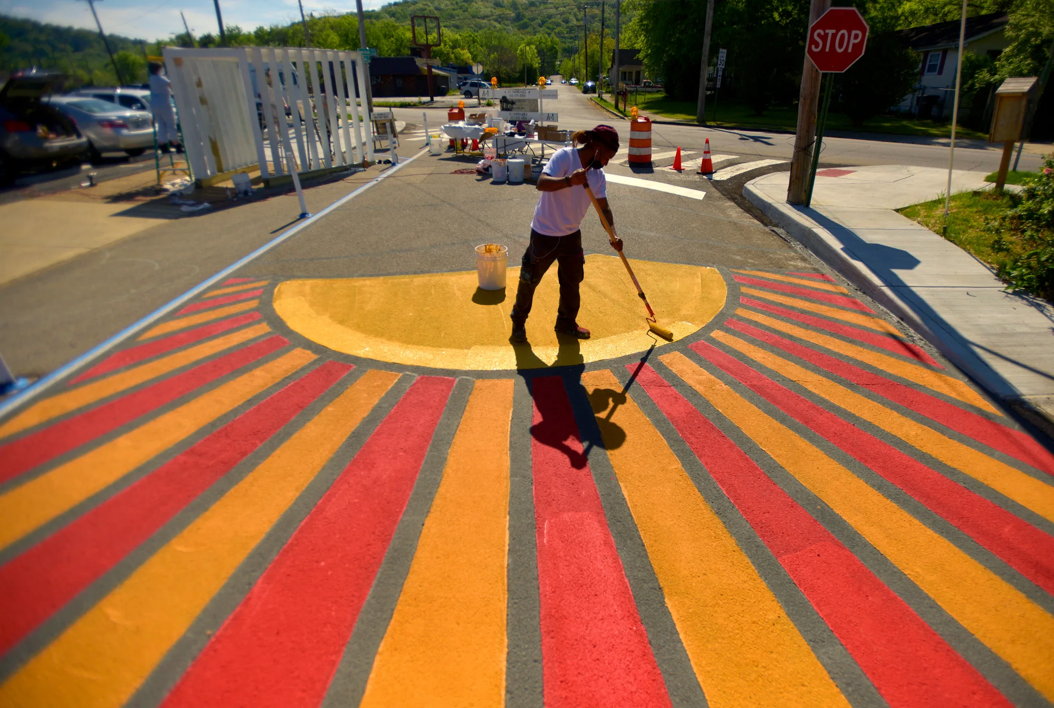 Chattanooga intersection of multiple residential neighborhoods painted