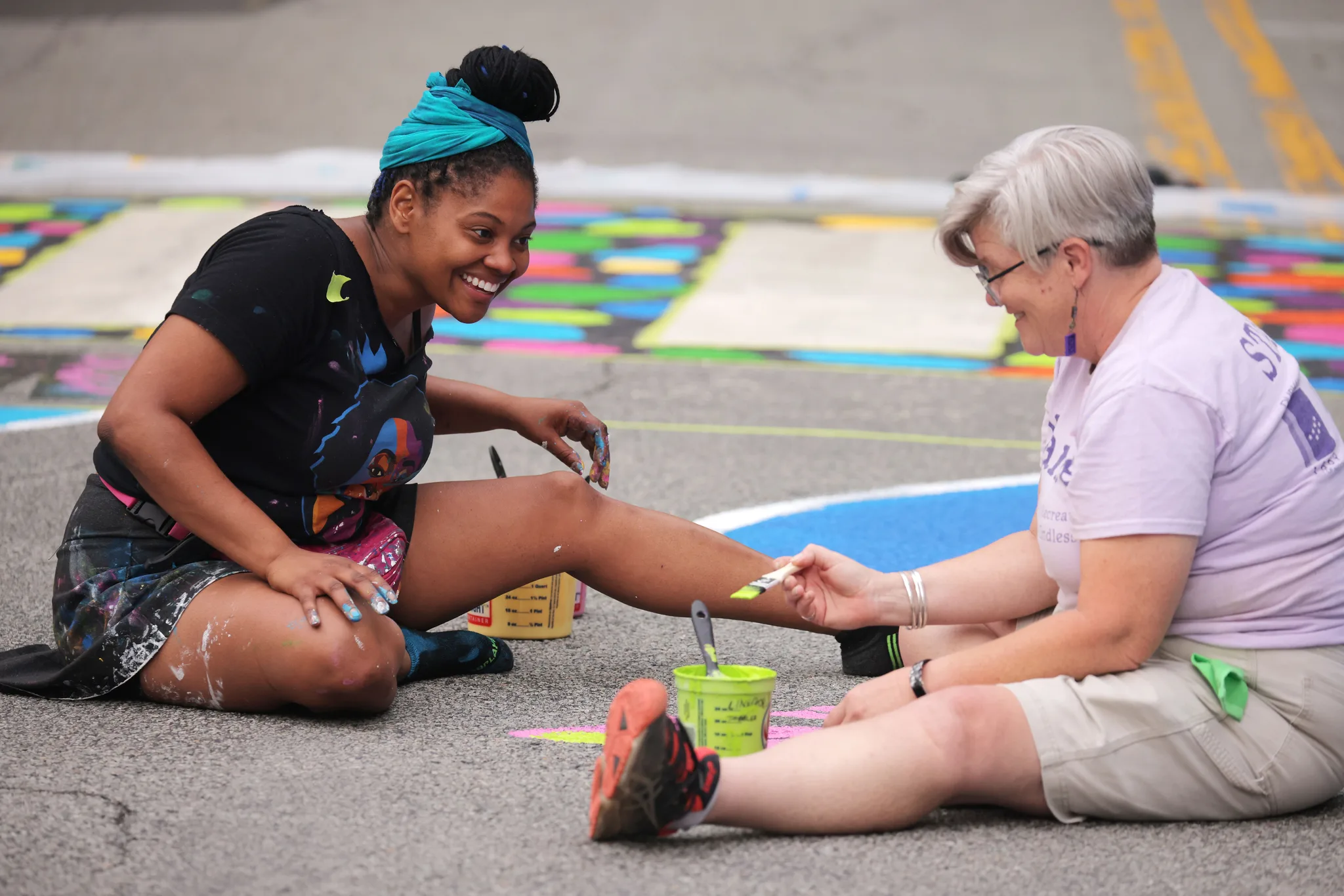 Bloomberg Philanthropies’ Asphalt Art Initiative at the Club Crossing intersection in Durham, NC
