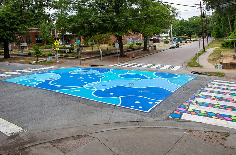 Painted a safer route to school in Durham NC
