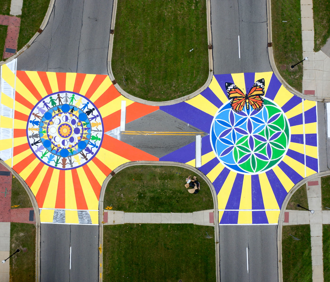 Saginaw, MI view before asphalt art paintings