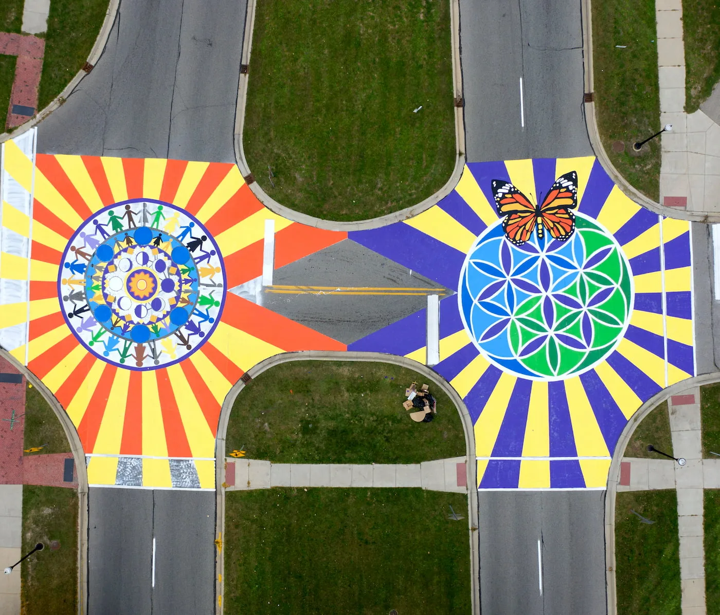 Saginaw, MI view before asphalt art paintings