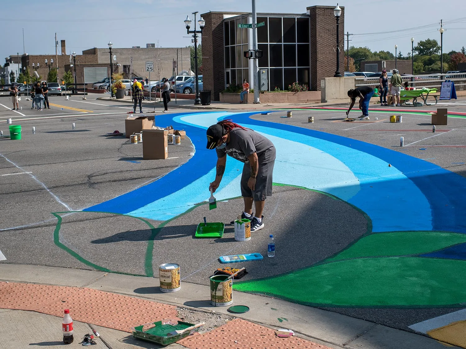 Saginaw, MI asphalt art painting