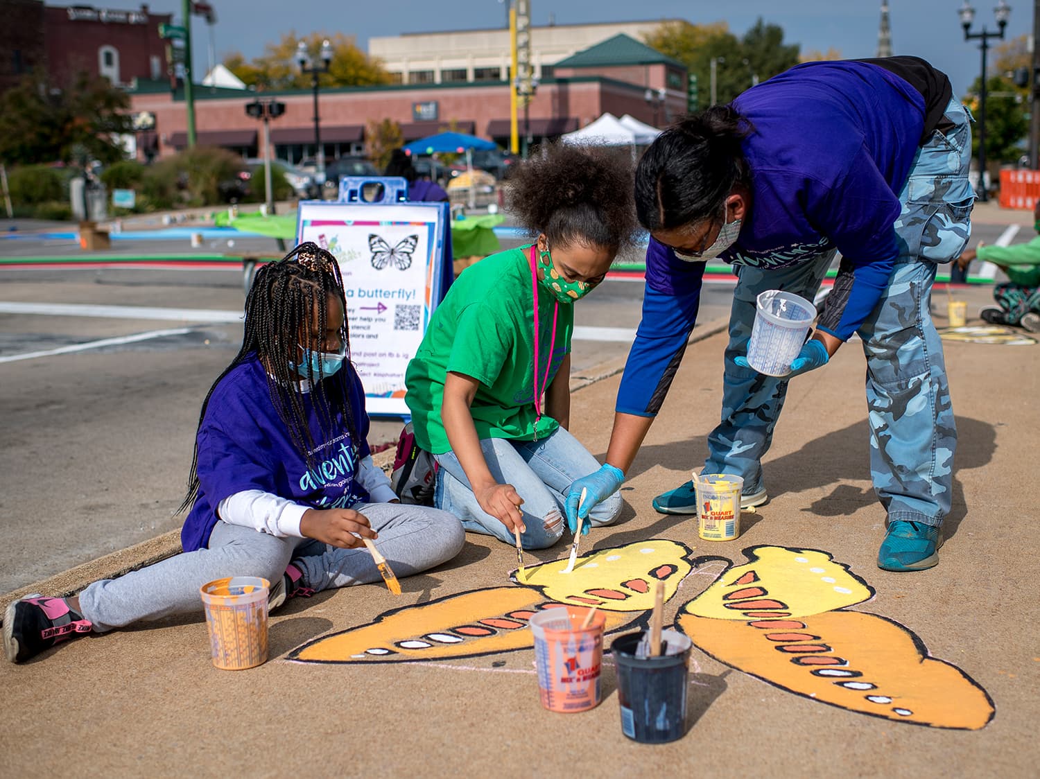 Team paintings for Asphalt Art project in Saginaw, MI