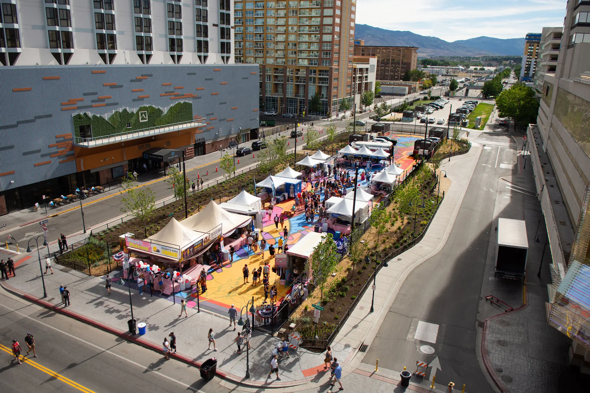 Beautiful asphalt art mural in Reno, Nevada during Blues and Brews music festival