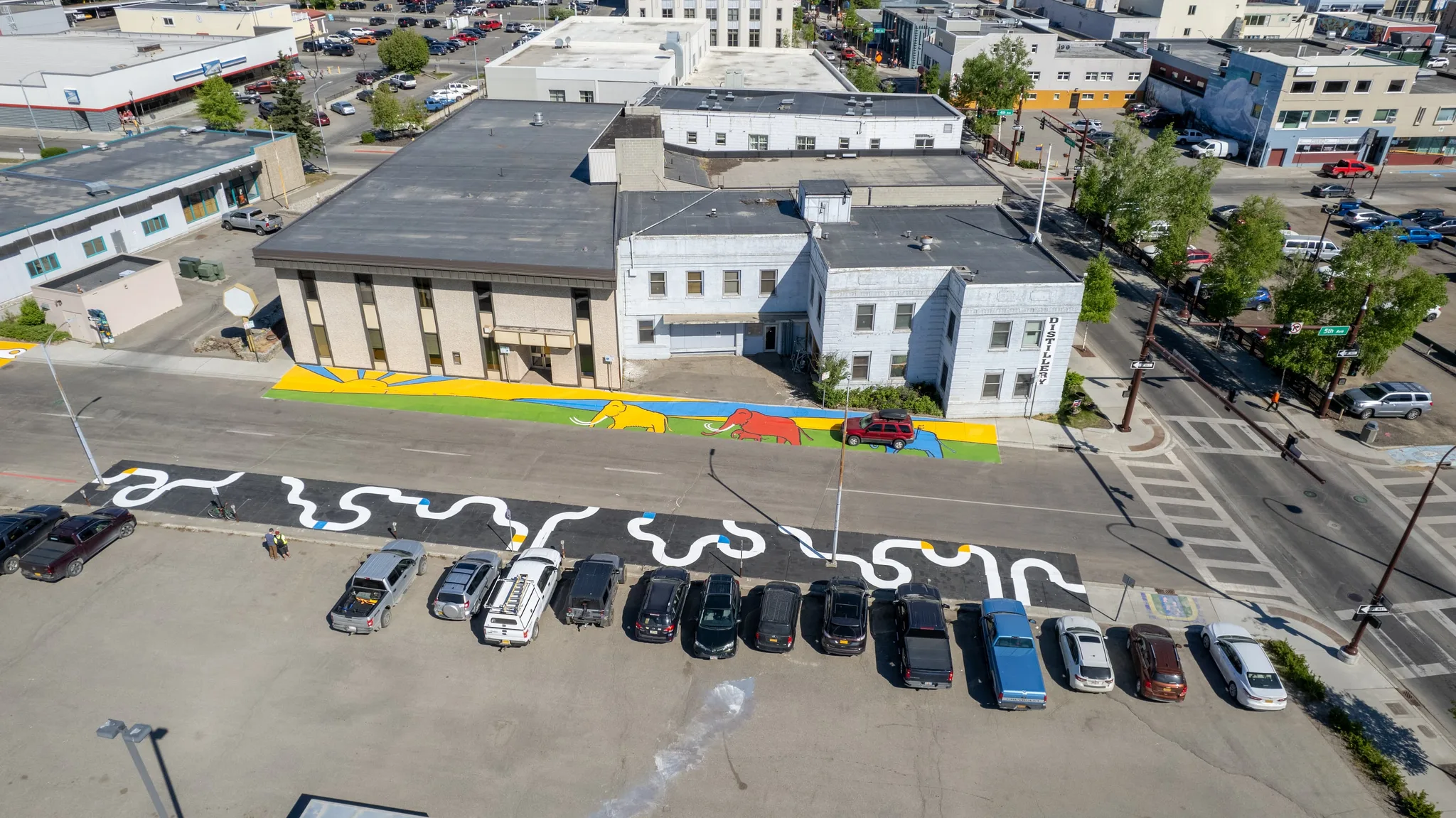 Fairbanks roadway mural elephant art