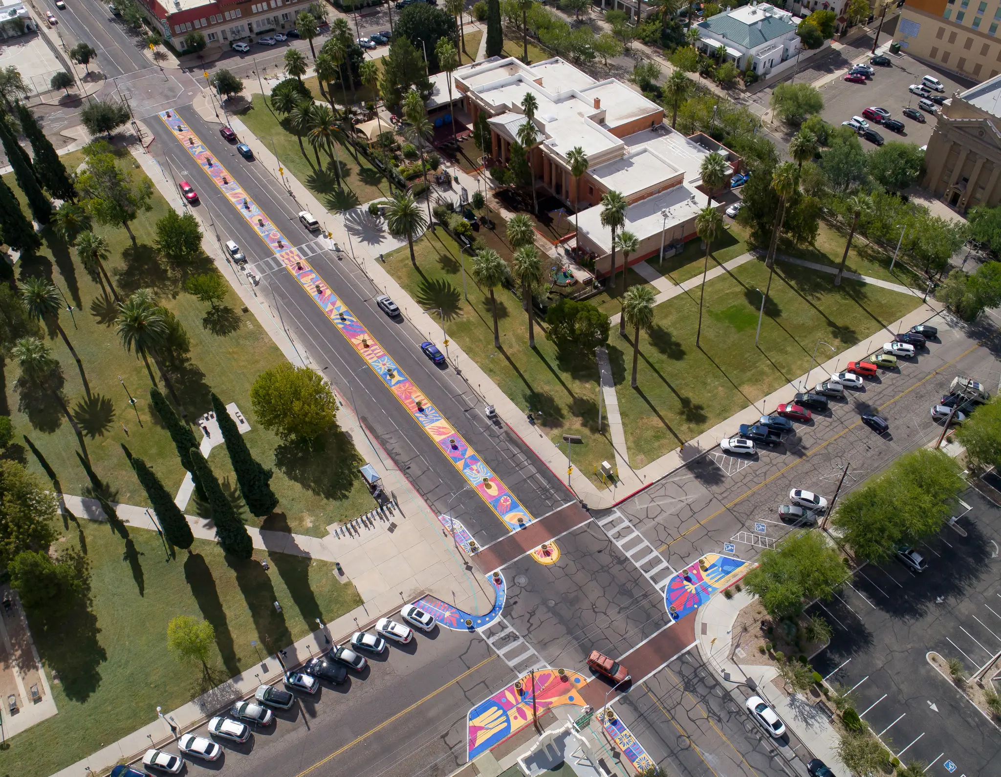 Tuscon, AZ before the roadway mural painting