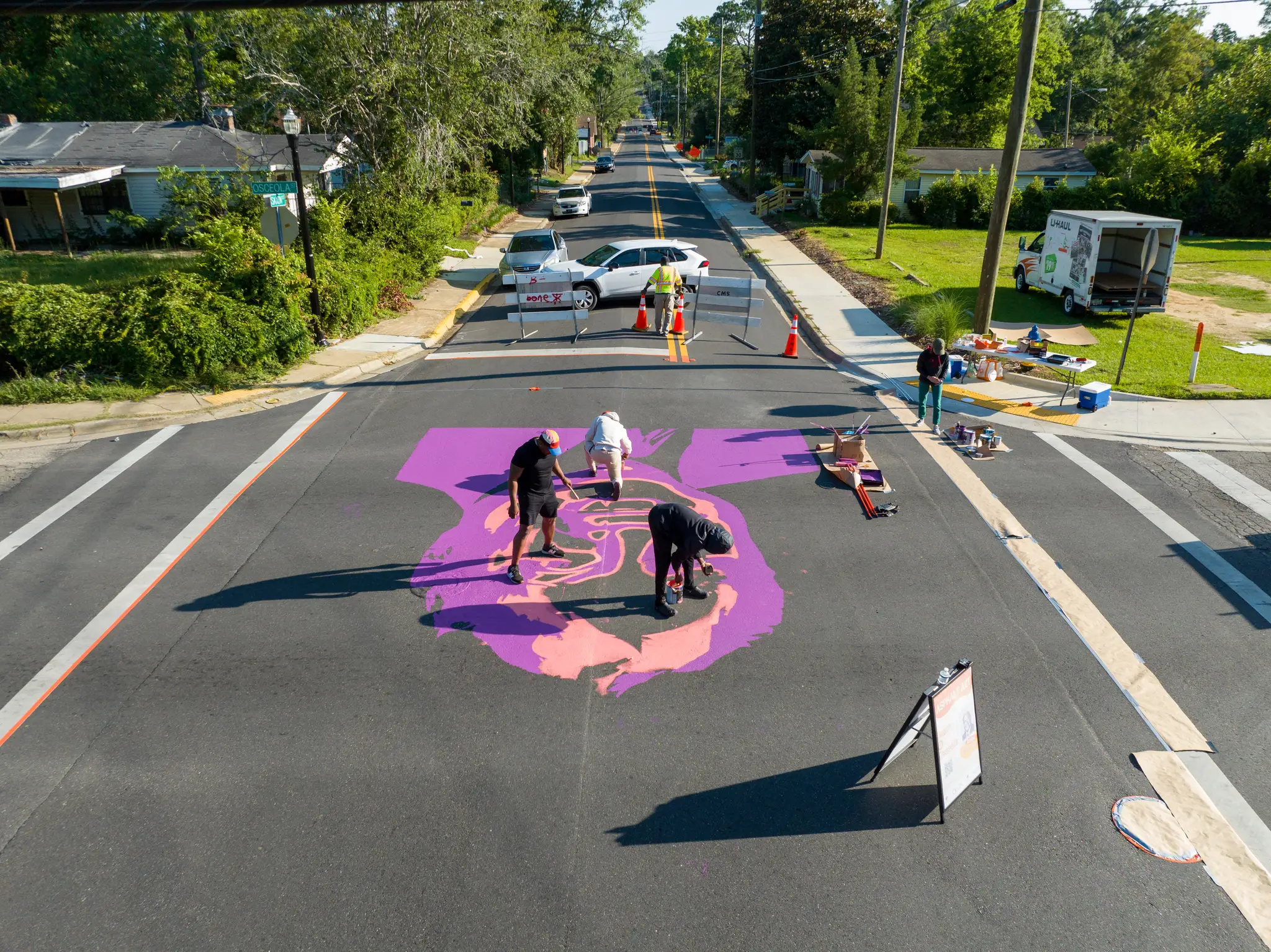 Asphalt Art project in coca saxon street of Tallahassee Florida
