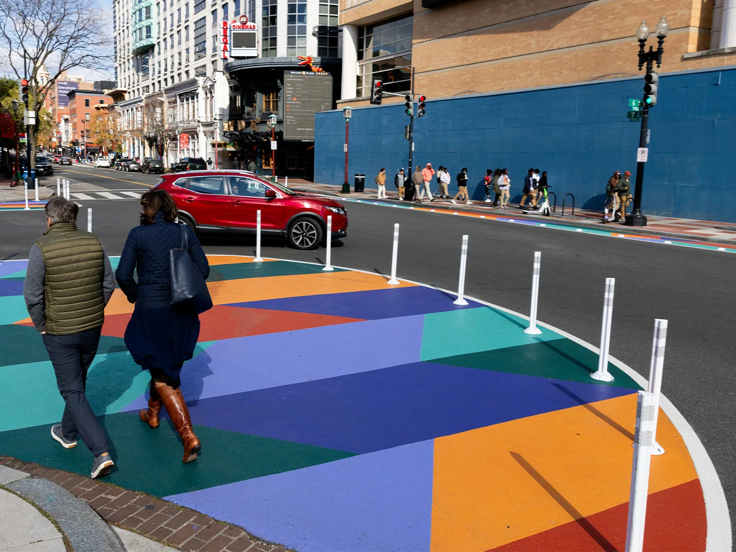 Colorful pedestrain crossings of Washington DC