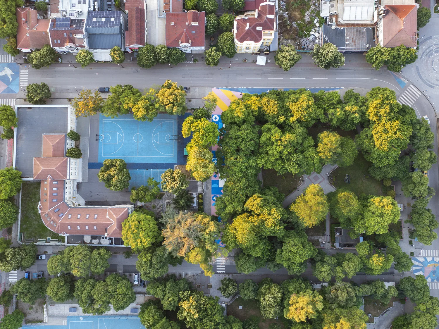 Top view of Varna crossing to compare with Asphalrt Art project work