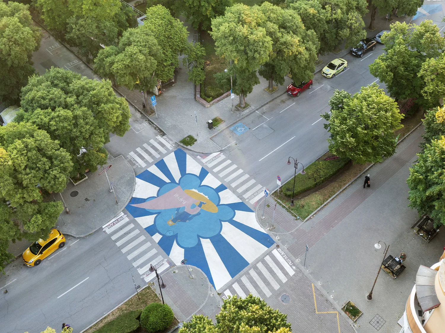 Top aerial view of Varna art work