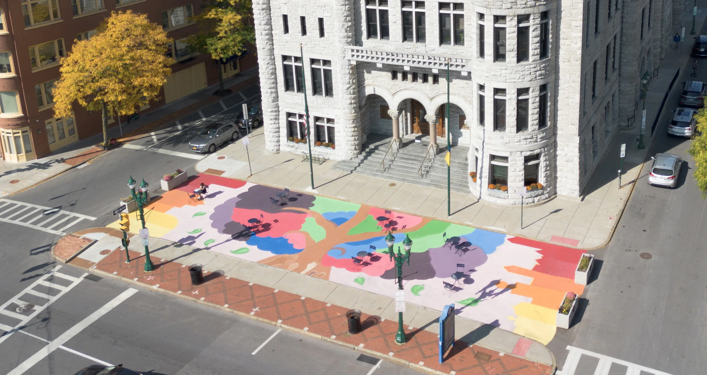 Syracuse NY Pedestrian Crossing before Asphalt Art project art work