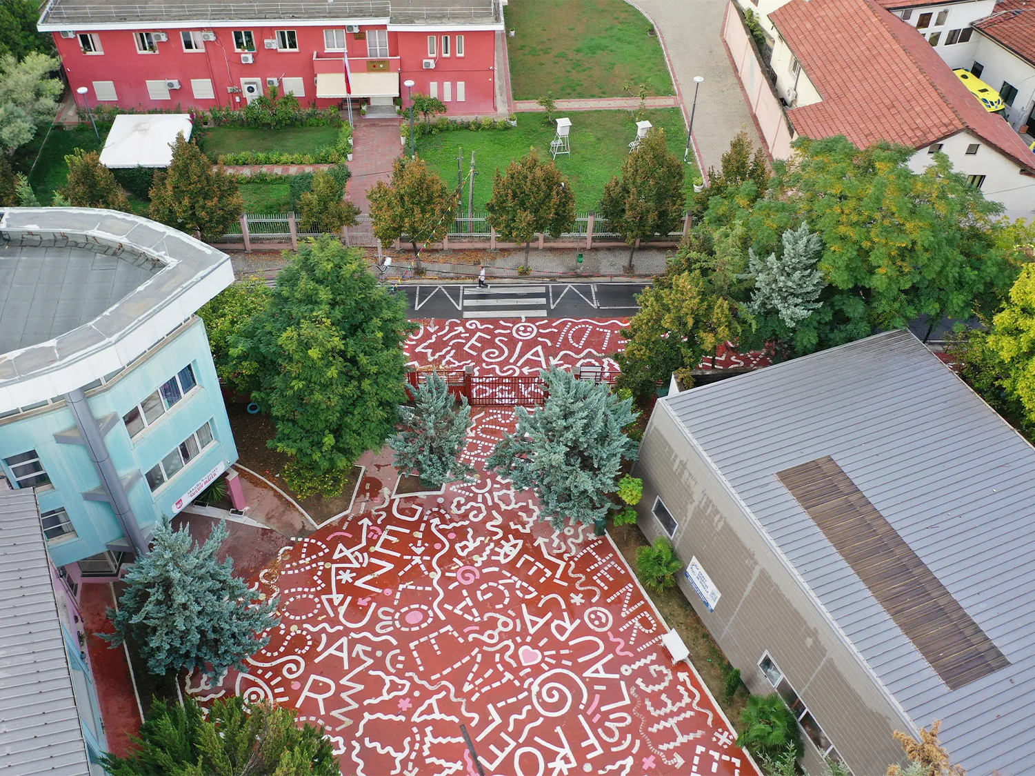 top view of the art work in Tirania Albania