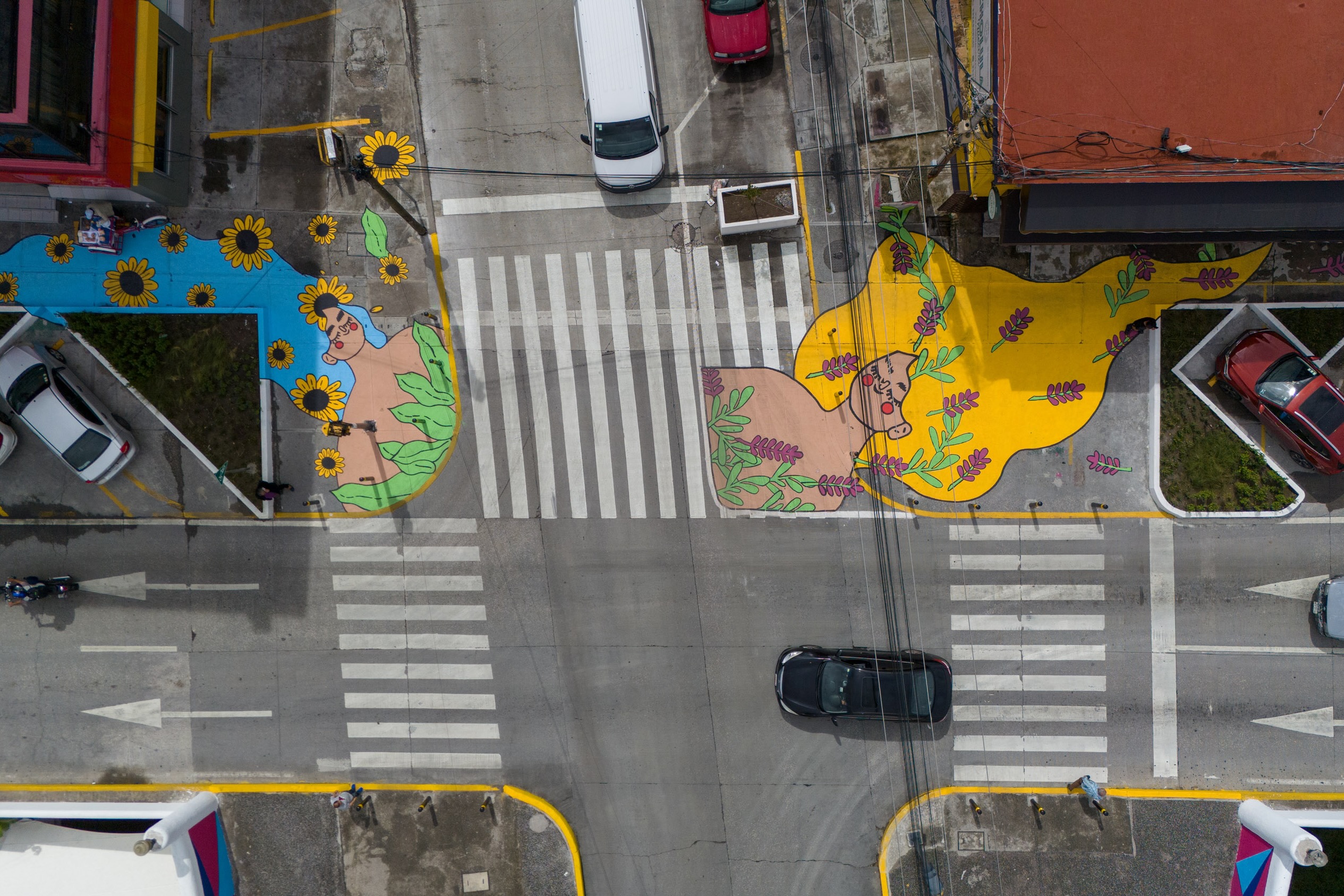 Asphalt Art Initiative “after” photos in Puebla, Mexico, September 16, 2024.