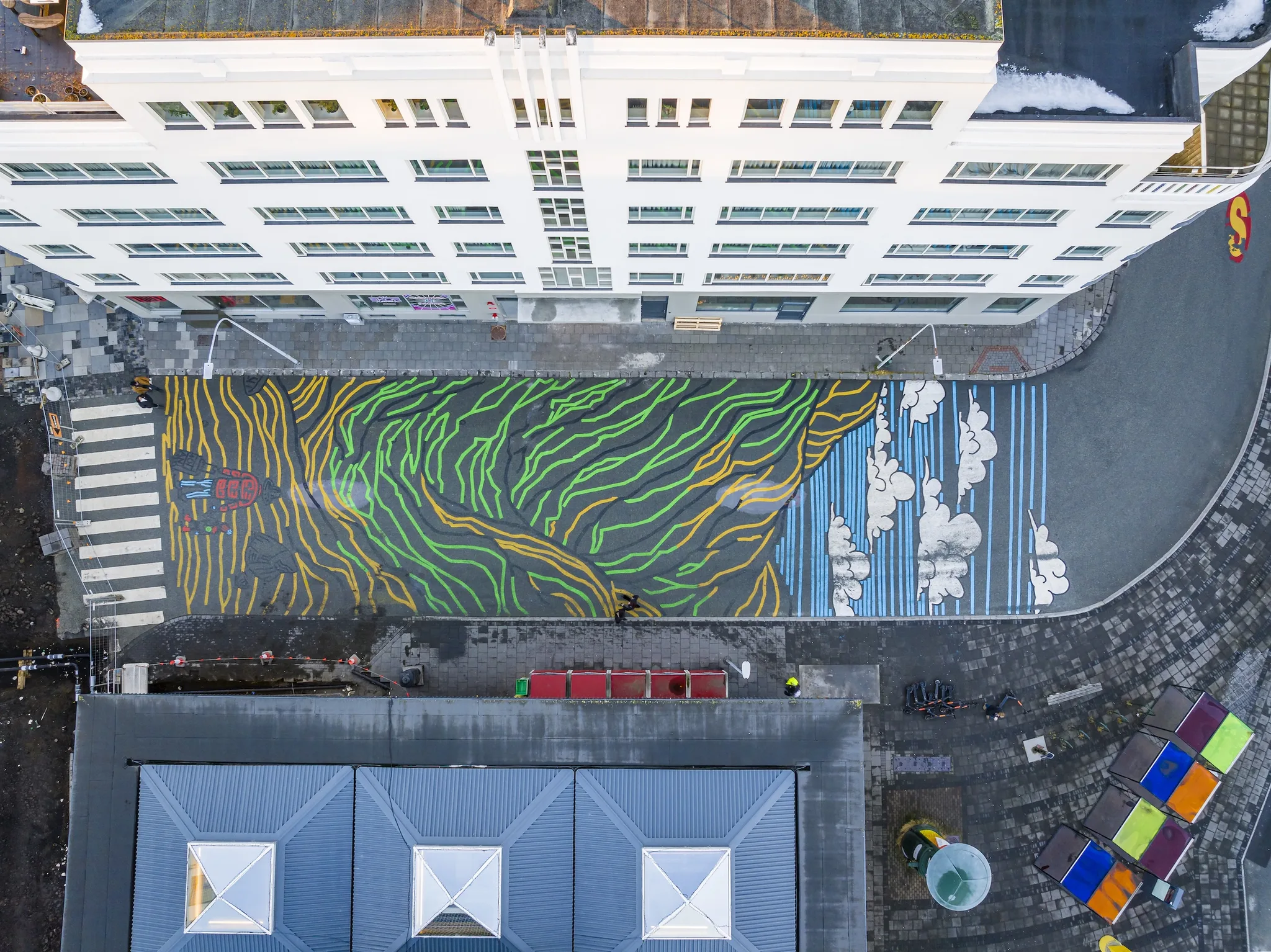 Asphalt Art Initiative “after” photos in Reykjavik, Iceland, November 2, 2024.