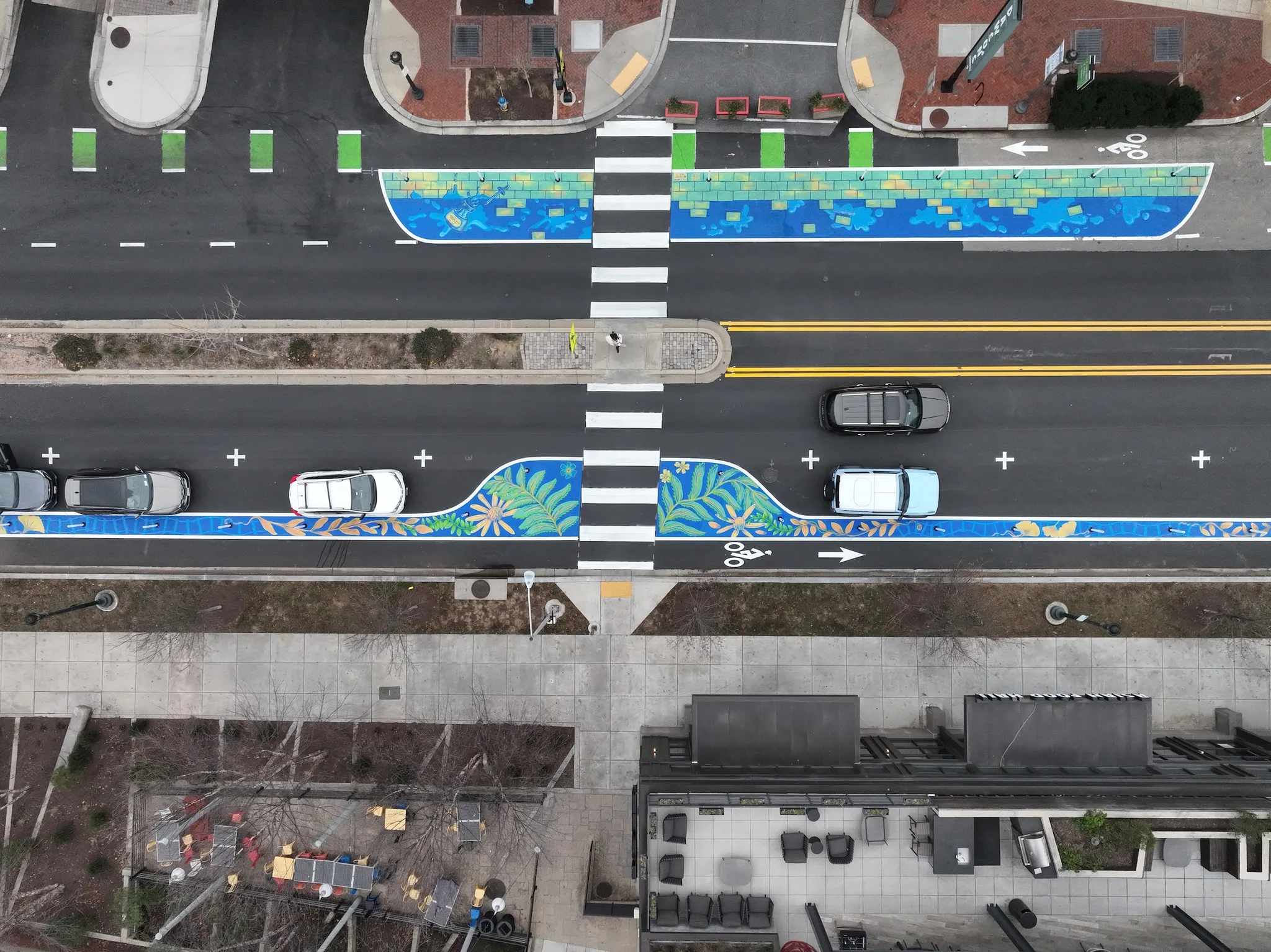 Asphalt Art Initiative “after” photos in Rockville, Maryland, December 15, 2024.