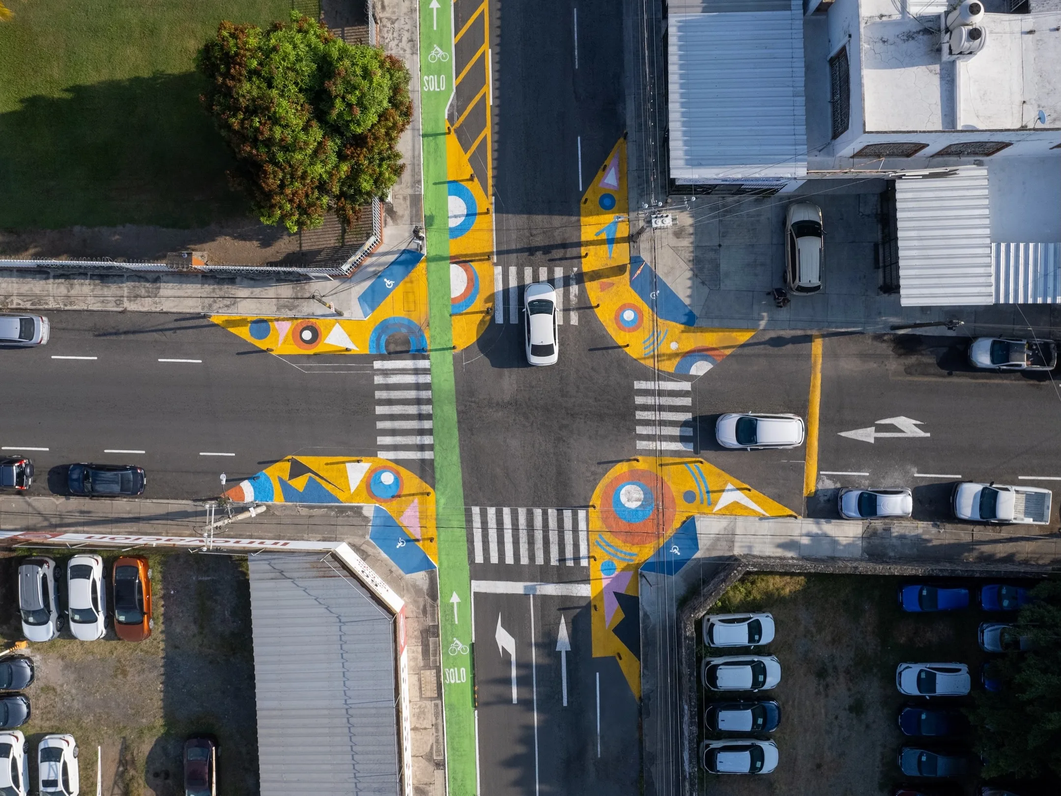 Asphalt Art Initiative Before After Comparison photos in Colima, Mexico.