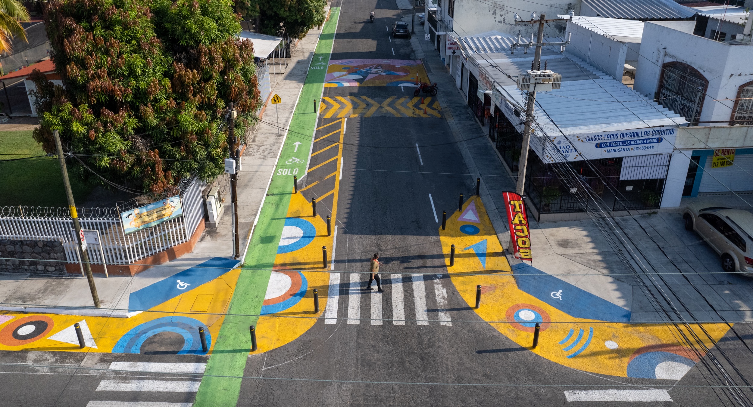 Asphalt Art Initiative Before After Comparison photos in Colima, Mexico.