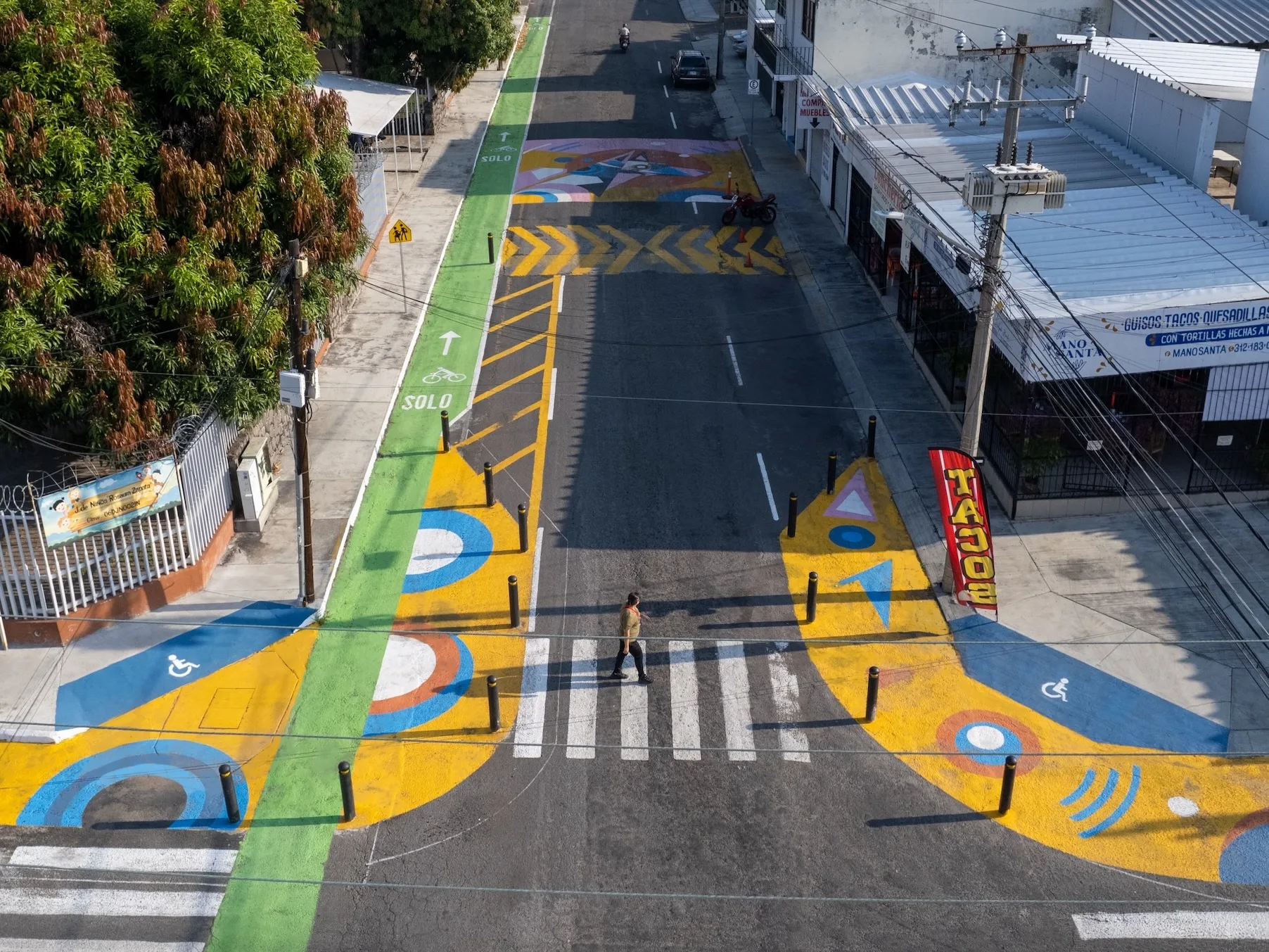Asphalt Art Initiative Before After Comparison photos in Colima, Mexico.