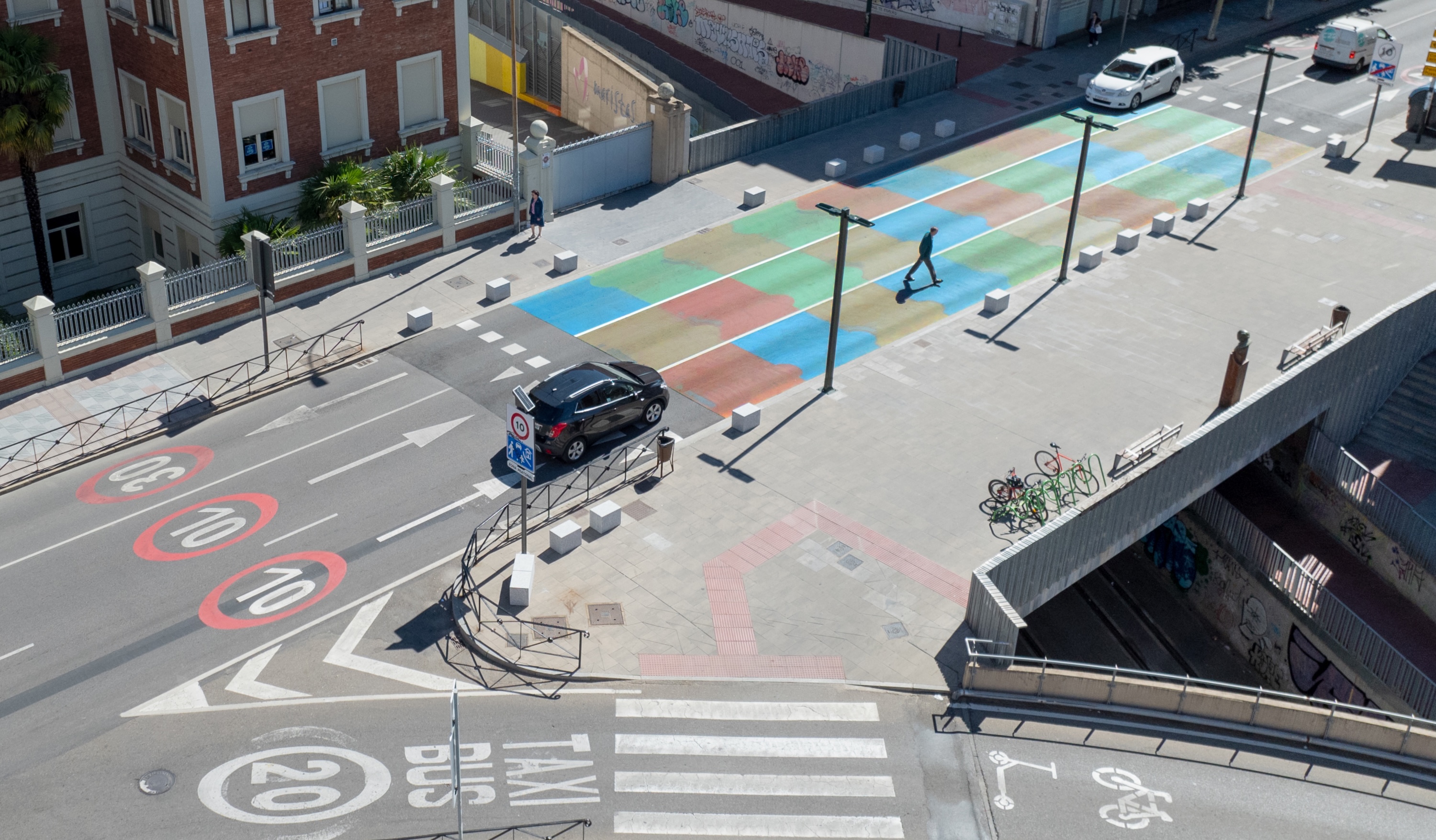 Asphalt Art Leon Before After Comparison in Leon, Spain.