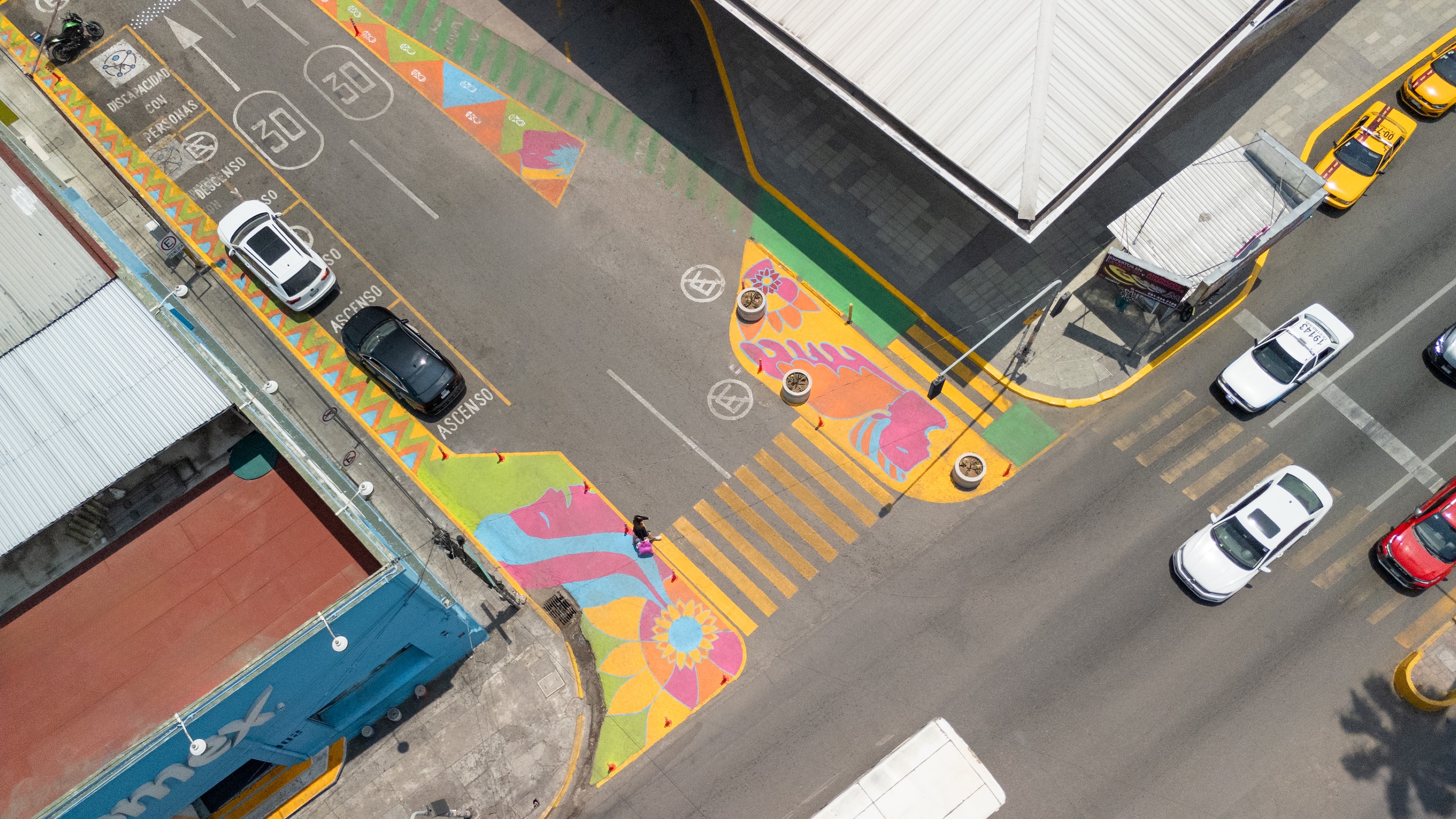 Asphalt Art Initiative “after” photos in Oaxaca, Mexico, April 30, 2025.