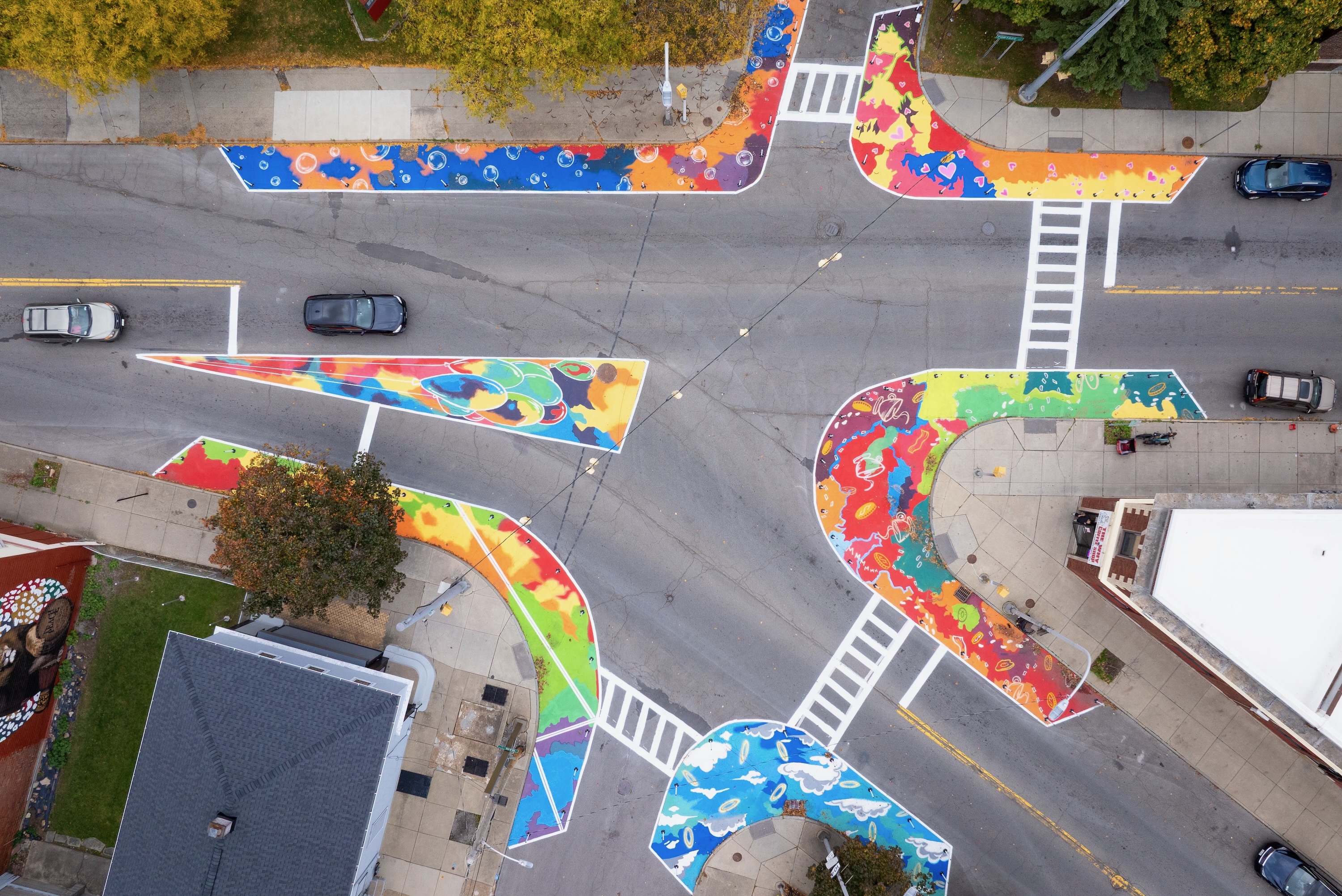 Asphalt Art Initiative “after” photos in Niagara Falls, New York, October 21, 2025.