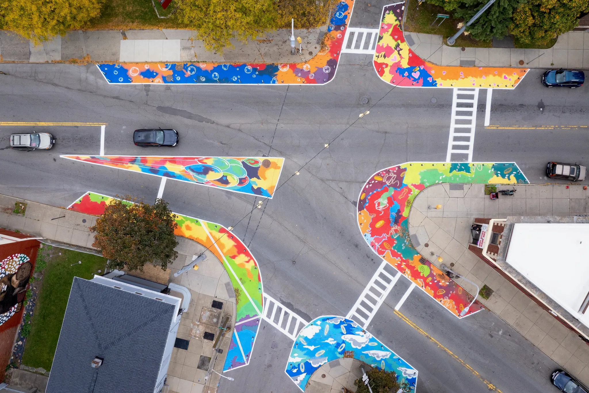 Asphalt Art Initiative “after” photos in Niagara Falls, New York, October 21, 2025.