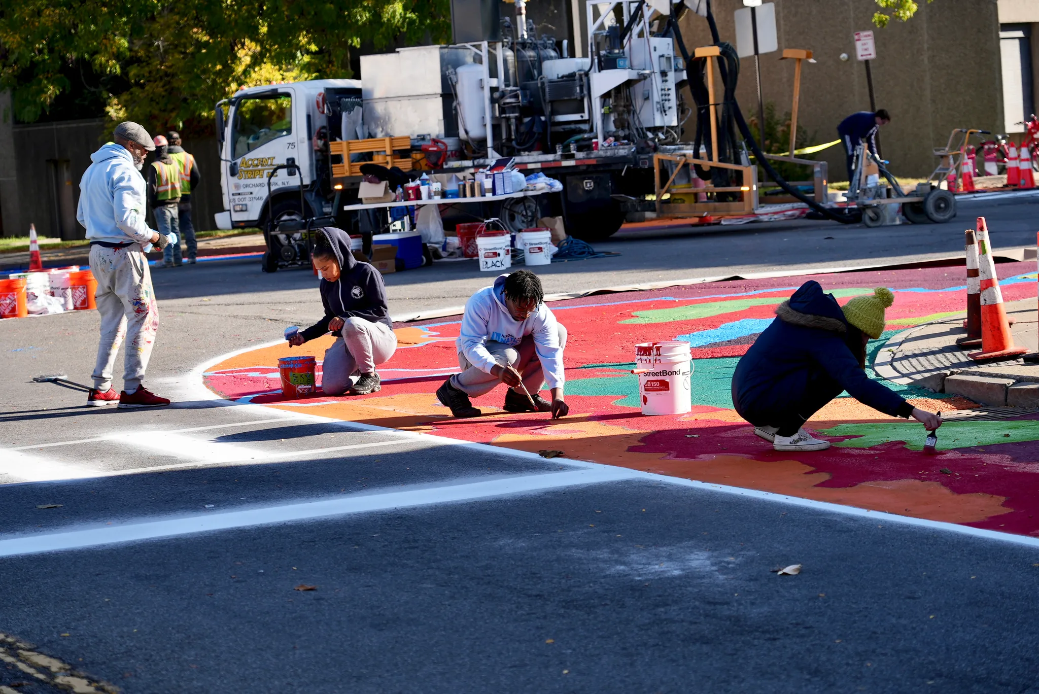 Asphalt Art before and after comparisons in Niagara Falls, NY.