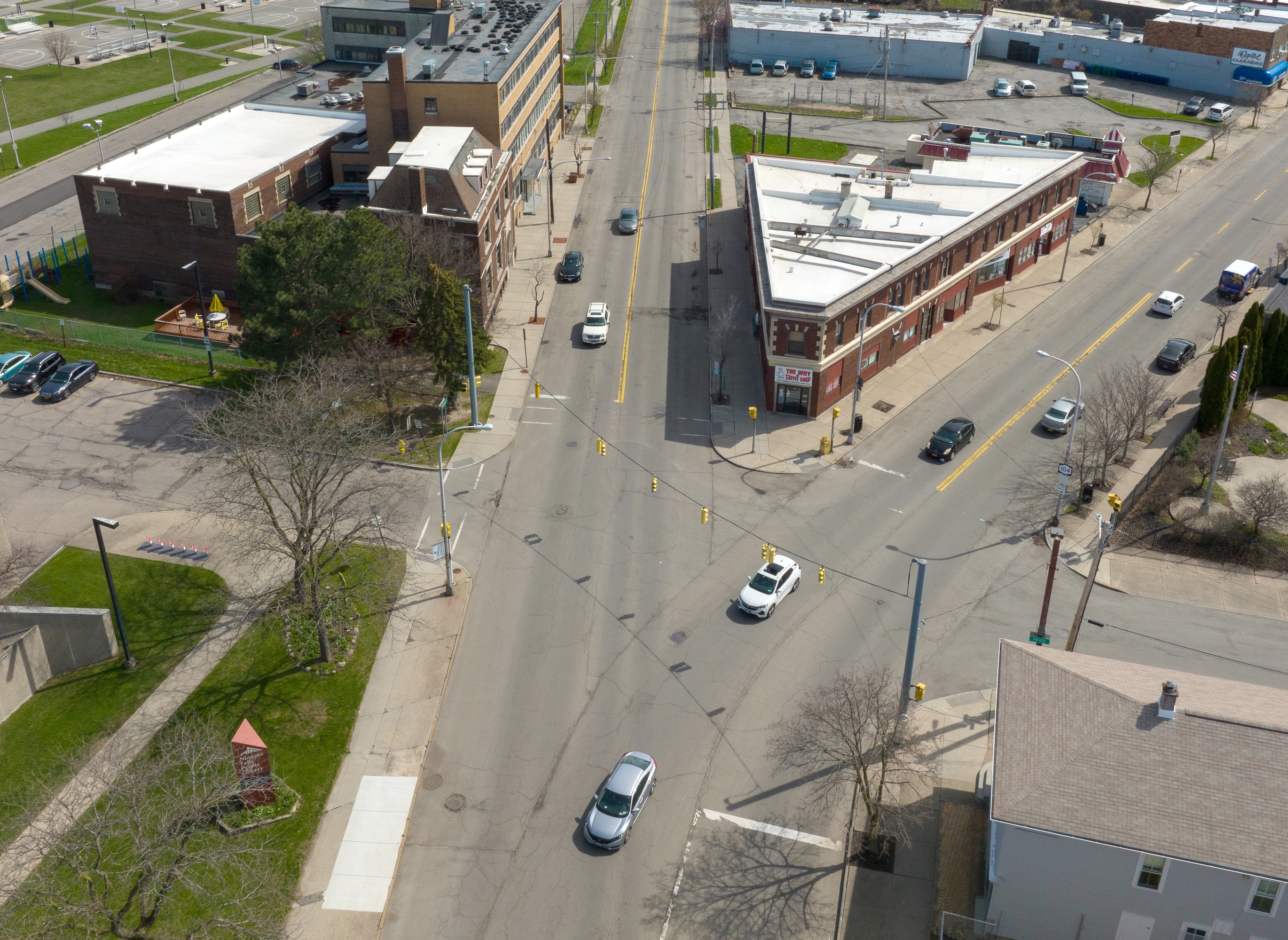 Asphalt Art before and after comparisons in Niagara Falls, NY.