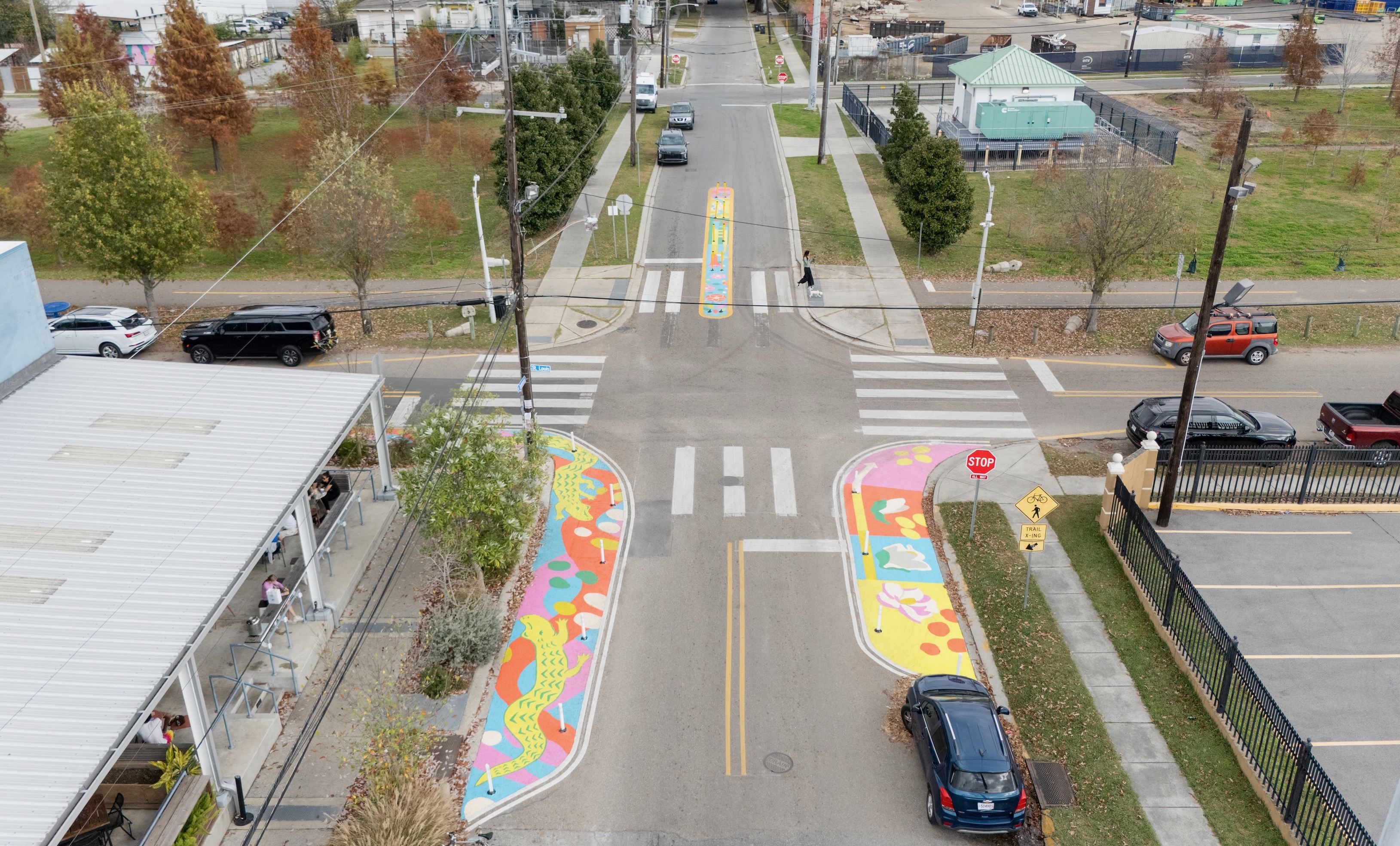Asphalt Art Initiative “after” photos in New Orleans, Louisiana, December 26, 2025.