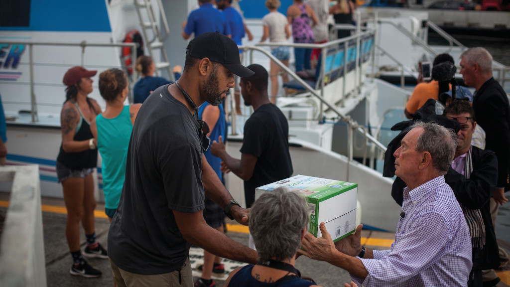 Photo of Mike delivering emergency aid to Virgin Islands.