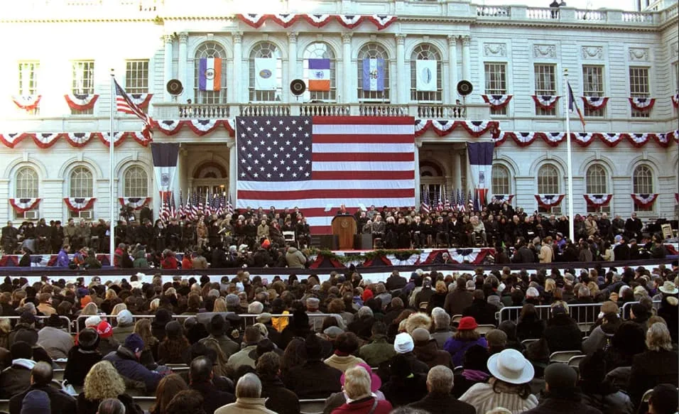 Mike Bloomberg is inaugurated as New York City's 108th Mayor on January 1, 2002