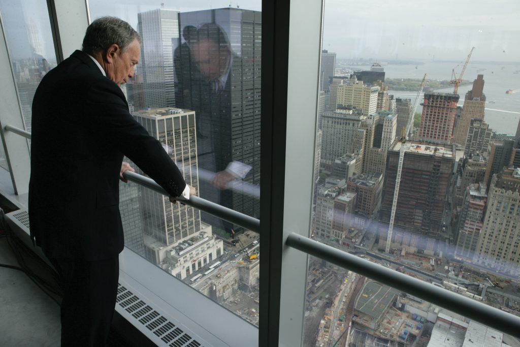 Mike Bloomberg looks down at the World Trade Center site