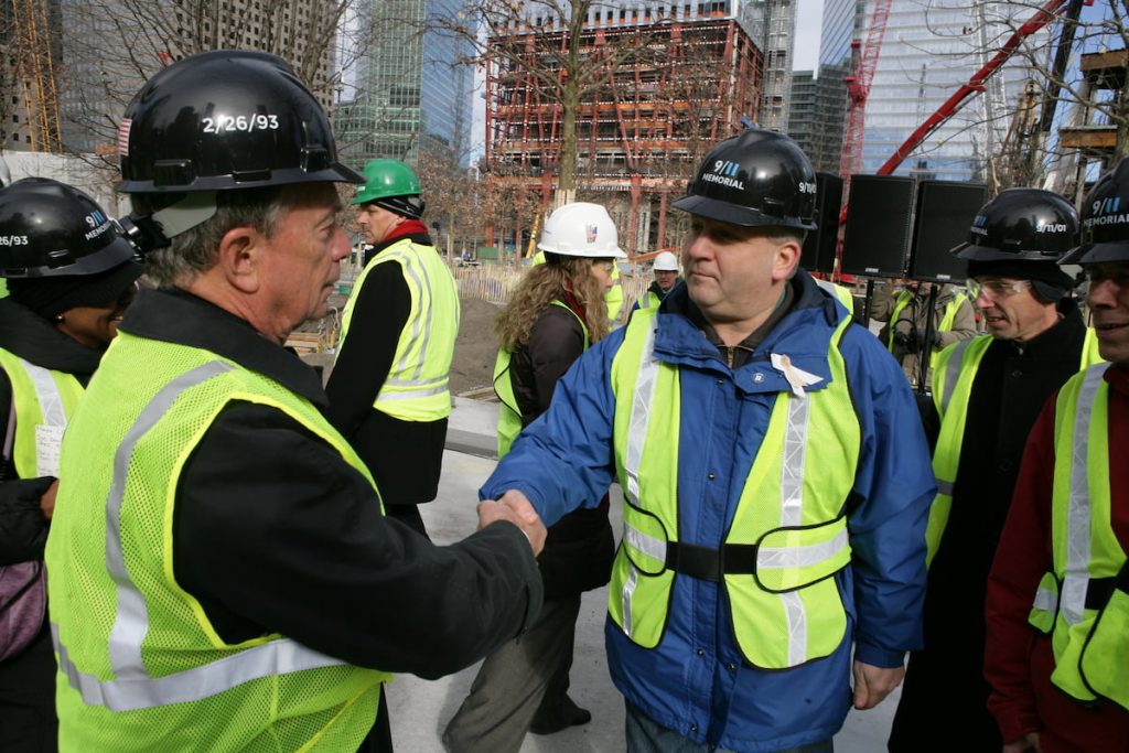 Mike Bloomberg visiting workers at Ground Zero