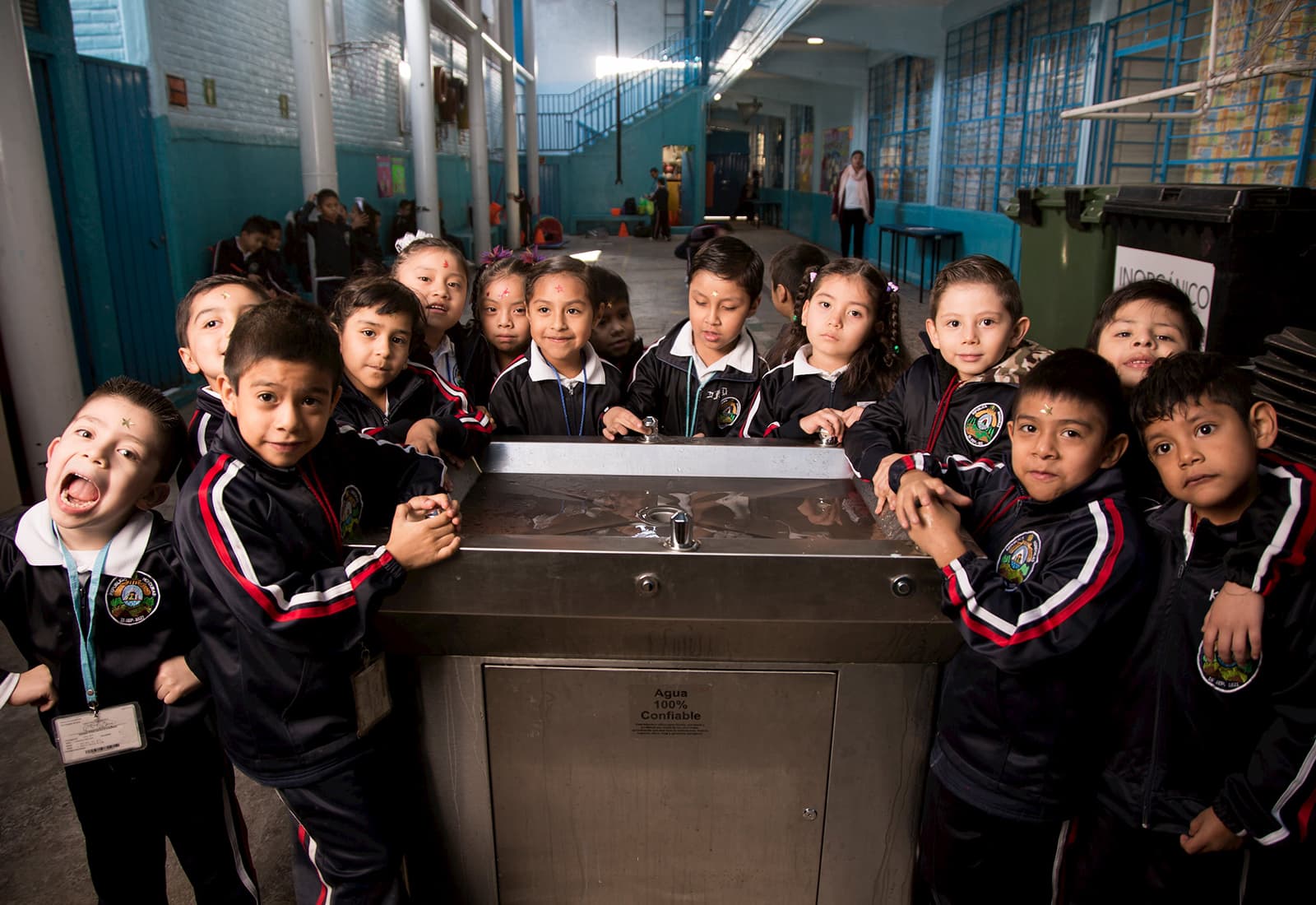 Students in Mexico City benefit from new water fountains thanks to Bloomberg Philanthropes efforts to reduce sugary beverage consumption.